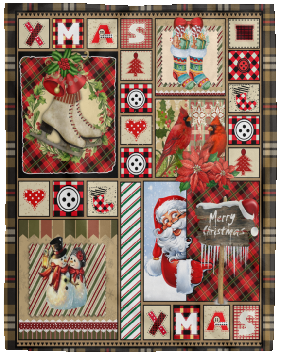 Merry Christmas Blanket, Xmas Quilt, Fleece, Sherpa, Throw Blanket Soft and Warm VPL Cozy Plush Fleece Blanket - 60x80