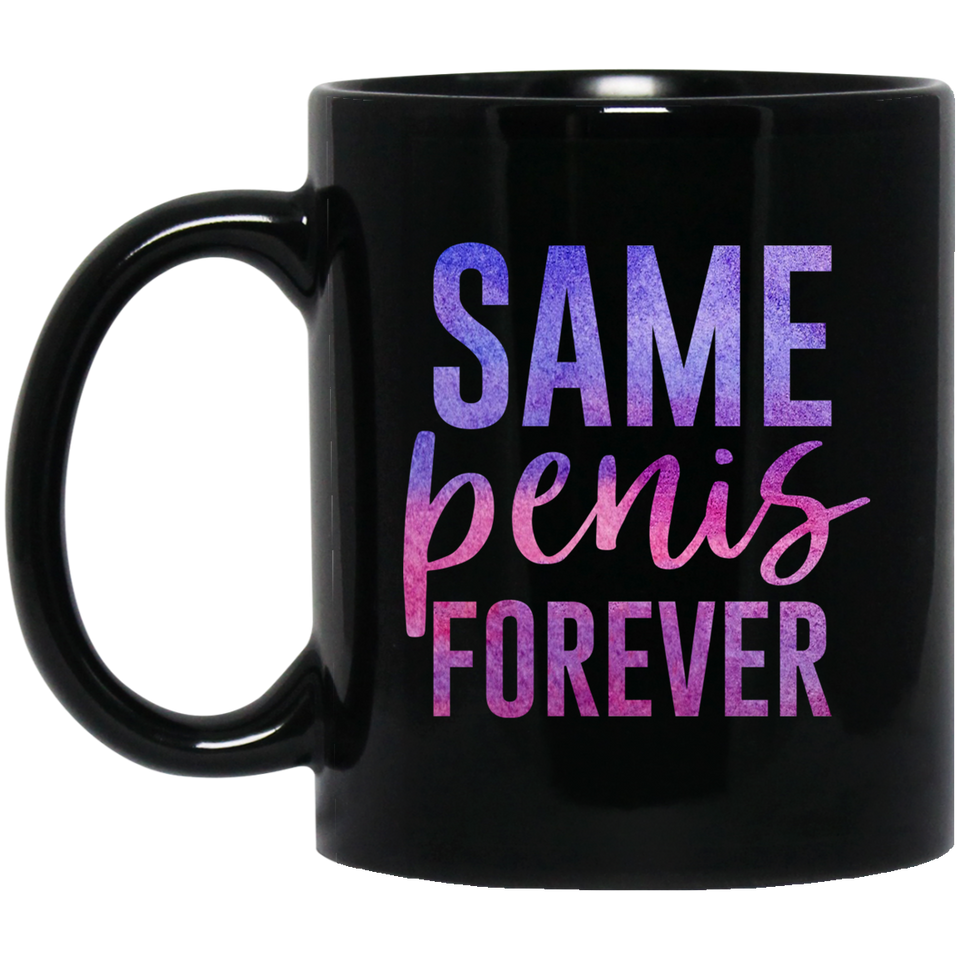 Same Penis Forever Coffee Mug, Wedding Party Coffee Mug Gift, Rose Gold Faux Glitter, Funny Engagement Bridal Shower Bachelorette Party Decorations Gift Ideas 11Oz  Black