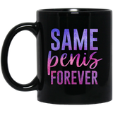 Same Penis Forever Coffee Mug, Wedding Party Coffee Mug Gift, Rose Gold Faux Glitter, Funny Engagement Bridal Shower Bachelorette Party Decorations Gift Ideas 11Oz  Black