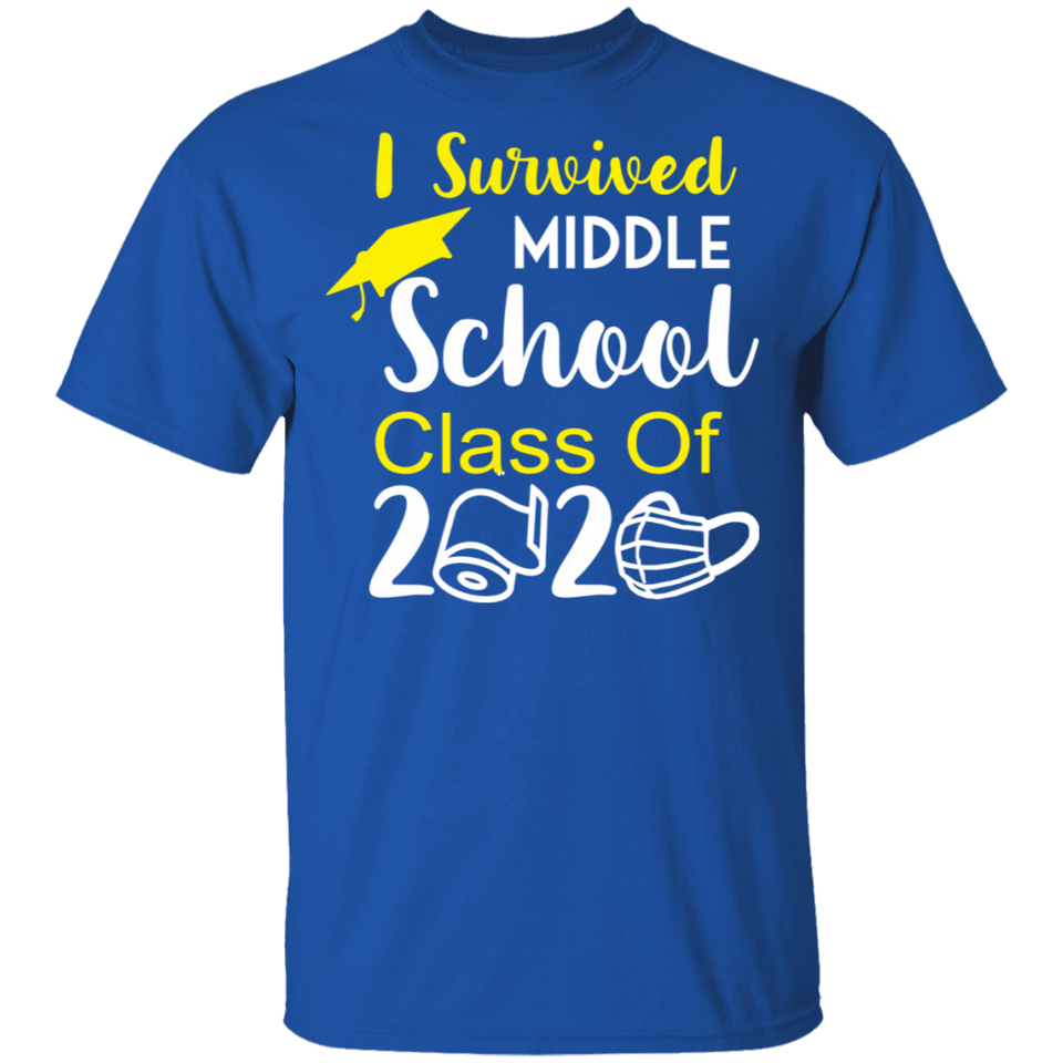 Middle School Grade Class of 2020 Quarantined Graduation T-Shirt Social Distancing Tee