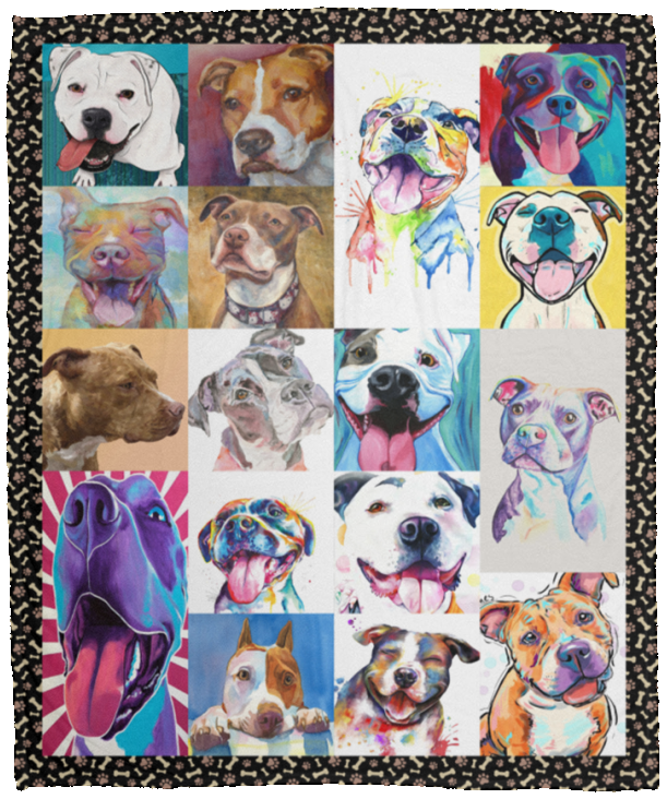 Pitbull Blanket, Gift Idea For Dog Lovers Fleece, Sherpa Blanket - VPM Cozy Plush Fleece Blanket - 50x60