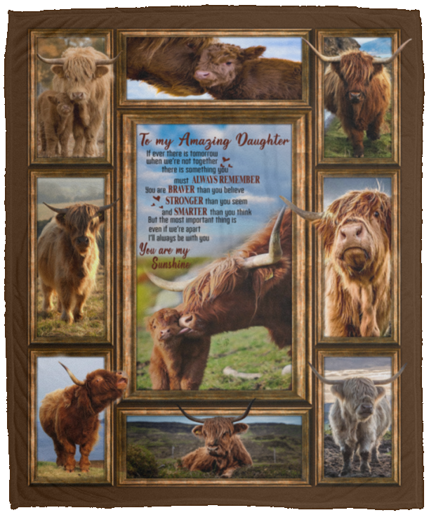 Farmer Love Field Blanket, To My Amazing Daughter Quilt, Cow 3D Fleece Blanket VPM Cozy Plush Fleece Blanket - 50x60