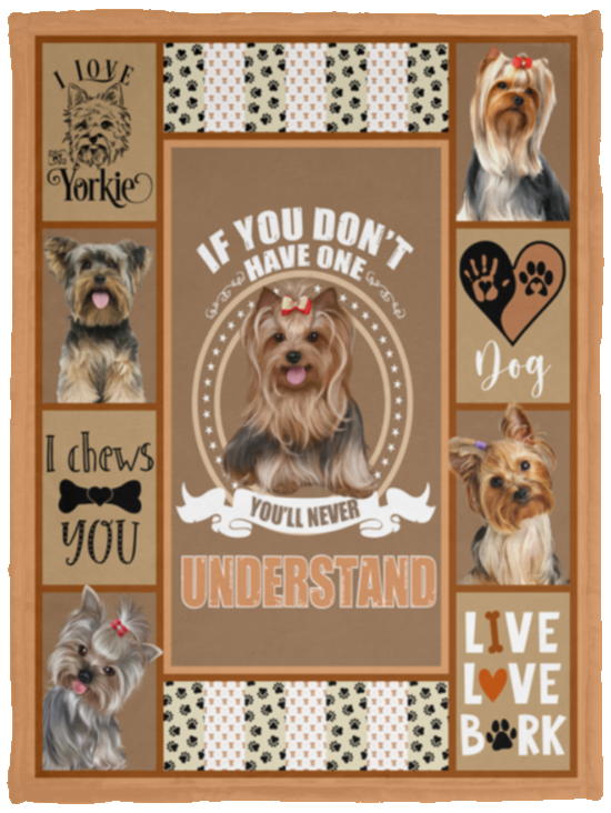Yorkshire Terrier Blanket, I Love Yorkshire Quilt, Fleece, Sherpa Blanket VPS Cozy Plush Fleece Blanket - 30x40