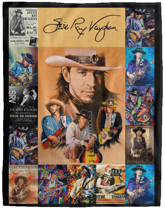 Stevie Ray Vaughan Blanket, Stevie Ray Vaughan For Fans Fleece, Sherpa Blanket - VPL Cozy Plush Fleece Blanket - 60x80