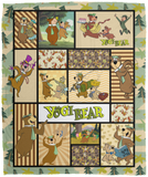 Yogi Bear Blanket, Yogi and Boo Boo Steal Picnic Basket Fleece, Sherpa Blanket - VPM Cozy Plush Fleece Blanket - 50x60