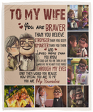 Mr.Jyotis Carl Ellie to My Wife You're Braver Than You Believe Quilt Blanket for Wife from Husband Blanket Gifts to My Wife Blanket Mother's Day Blanket, Fleece Blanket- VPM Cozy Plush Fleece Blanket - 50x60
