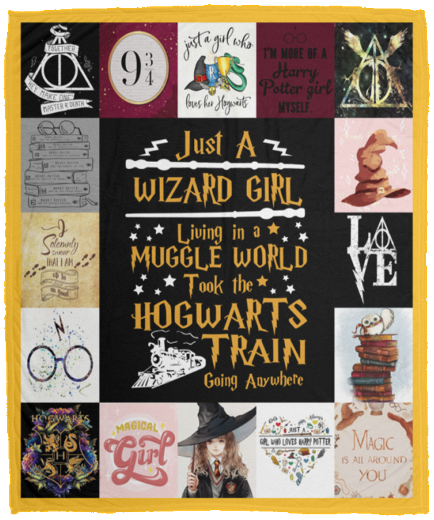 Harry Potter - Just a Wizard girl Blanket, Harry Potter Fleece, Sherpa Blanket - VPM Cozy Plush Fleece Blanket - 50x60
