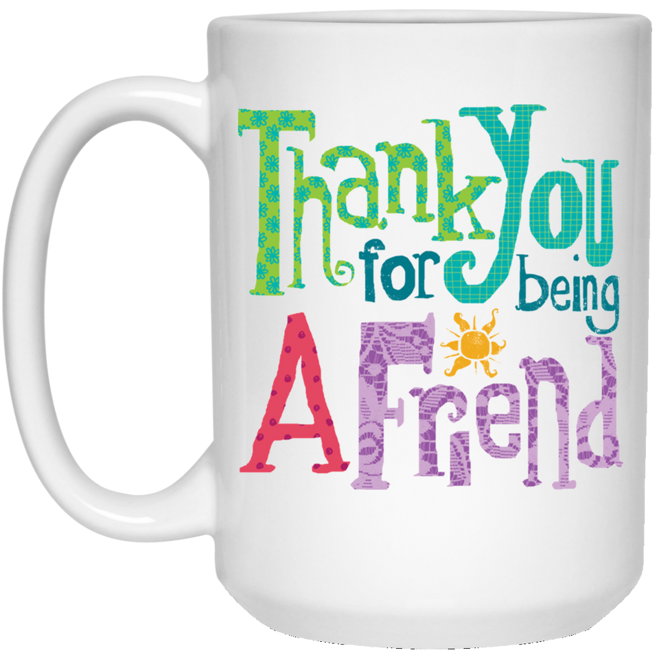 Jyotis - Thank You For Being A Friend - Friendship Gift - Best Friends - Big Mug - Office Gift - Retro TV - Quotes, Mother Day, Father Day 15Oz