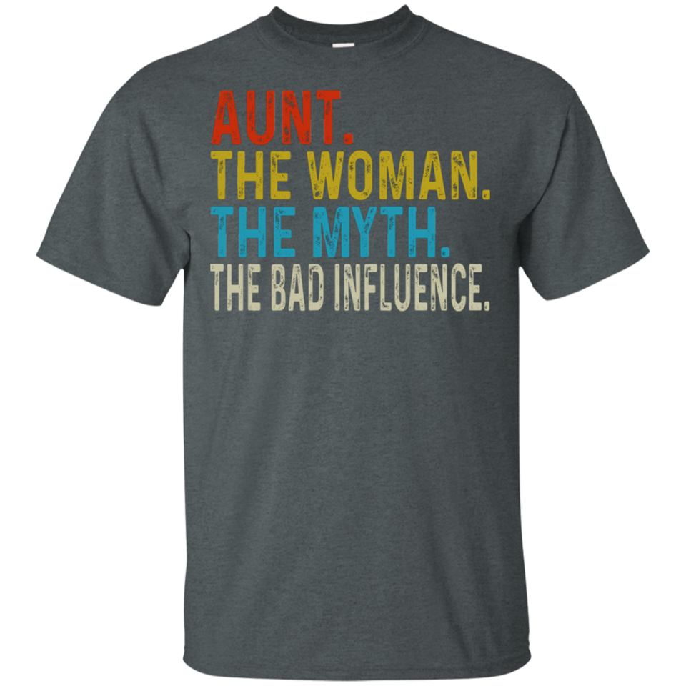Vintage Aunt The Woman The Myth The Bad Influence T-Shirt Dark Heather - Navy