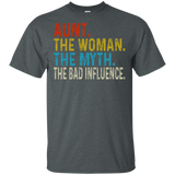 Vintage Aunt The Woman The Myth The Bad Influence T-Shirt Dark Heather - Navy