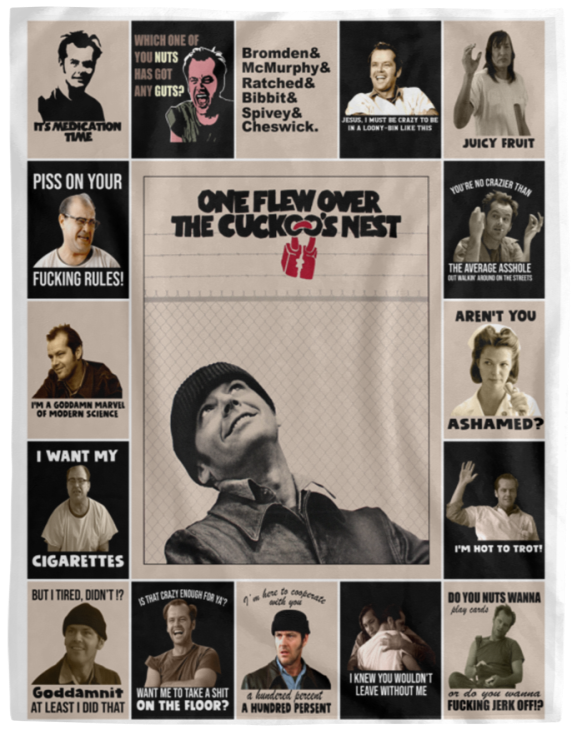 Jack Nicholson Fleece, Sherpa Blanket, One Flew Over Tahe Cuckoo’s Nest Quilt VPL Cozy Plush Fleece Blanket - 60x80