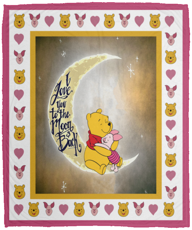Pooh Blanket, I love you to the Moon and back Fleece, Sherpa Blanket VPM Cozy Plush Fleece Blanket - 50x60