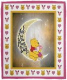 Pooh Blanket, I love you to the Moon and back Fleece, Sherpa Blanket VPM Cozy Plush Fleece Blanket - 50x60