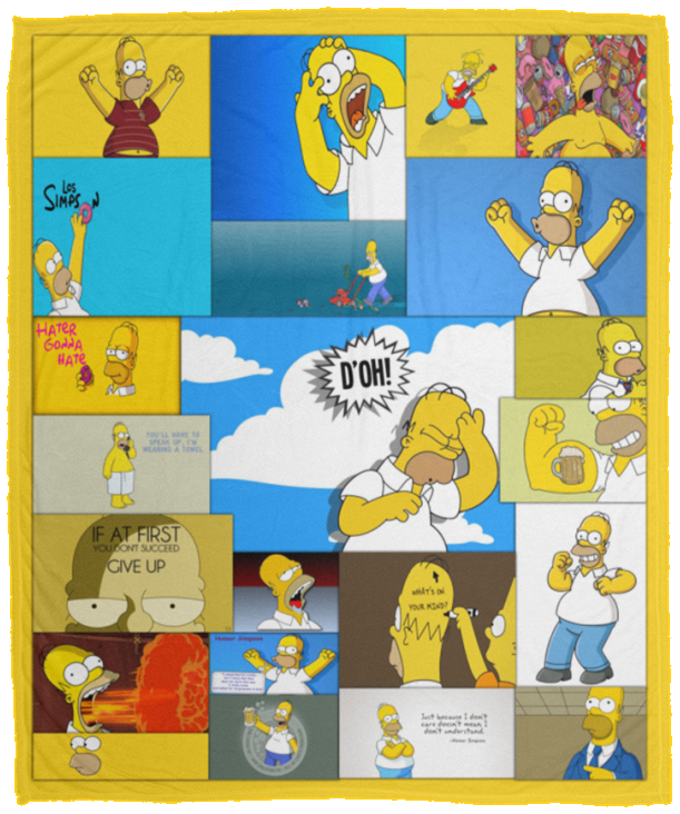 Homer Simpson Blanket, The Simpsons Quilt, Fleece, Sherpa Blanket Gift Idea VPM Cozy Plush Fleece Blanket - 50x60