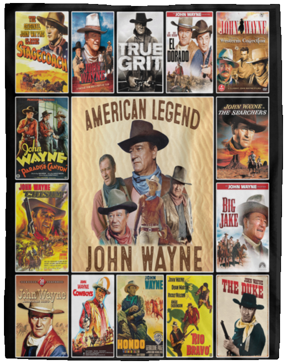 American Hero Blanket American Legend John-Wayne Blanket - Starring John Hero Wayne American Fleece Sherpa Blanket White - VPL Cozy Plush Fleece Blanket - 60x80