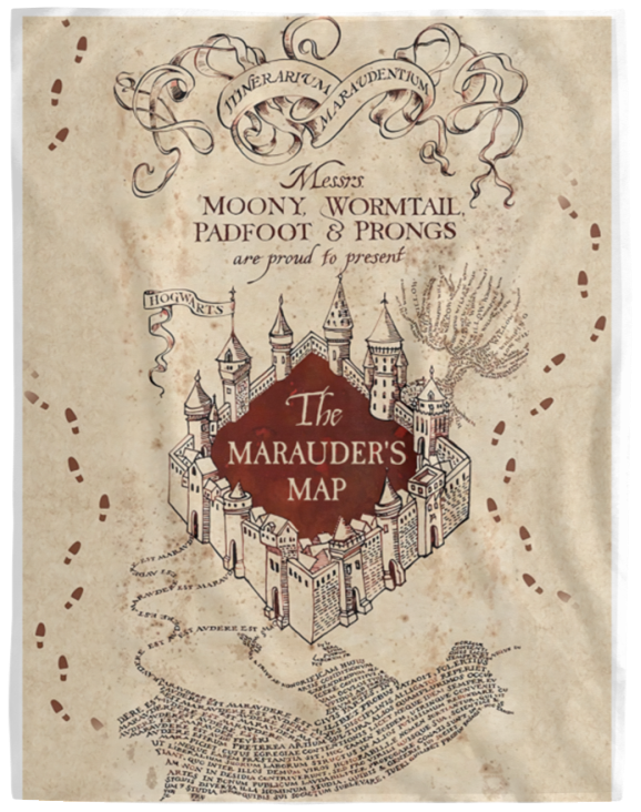 Harry Potter Blanket, The Marauders Map Blanket, Marauder's Map Blanket - VPL Cozy Plush Fleece Blanket - 60x80