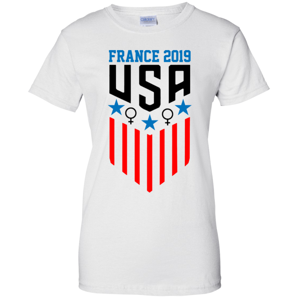 USA Girls Soccer Jersey Womens World 2019 Cup T-Shirt (G200 GLC Women's T-Shirt) G200L Gildan Ladies' 100% Cotton T-Shirt