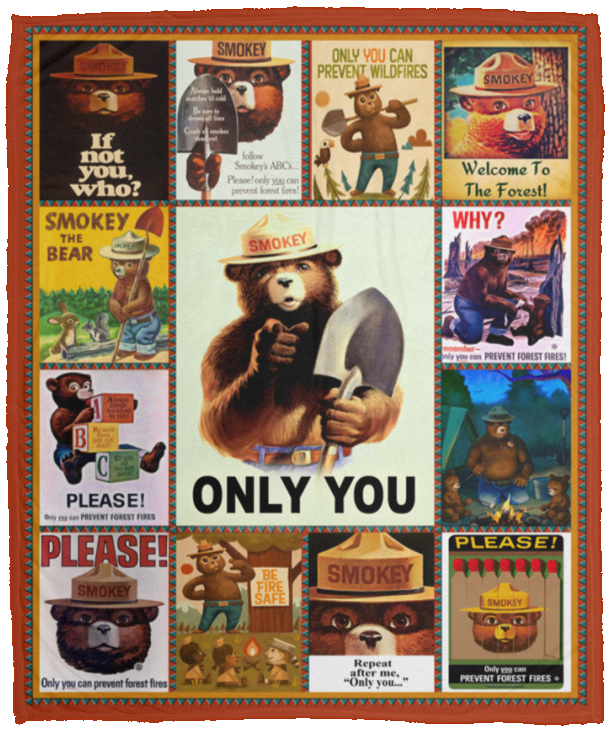 Smokey Bear Fleece Sherpa Blanket Quilt Supper Soft Lightweight Blanket for Bedroom Living Room Sofa VPM Cozy Plush Fleece Blanket - 50x60