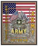 US ARMY VETERAN Blanket Army Quilt U.S Flag Blanket Fleece Sherpa Throw Soldier - VPM Cozy Plush Fleece Blanket - 50x60