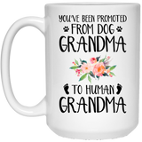 Jyotis - Baby Announcement, New Grandma Gift, Pregnancy Reveal, Promoted To Grandparent, From Dog Grandma To Human Grandma, Custom Coffee Mug for Mom 15oz