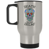 Jyotis - Death Before Decaf Stainless Steel Travel Mug, Novelty Cup Joke Great Gag Gift Idea For Men Women Office Work Adult Humor Employee Boss Cowor