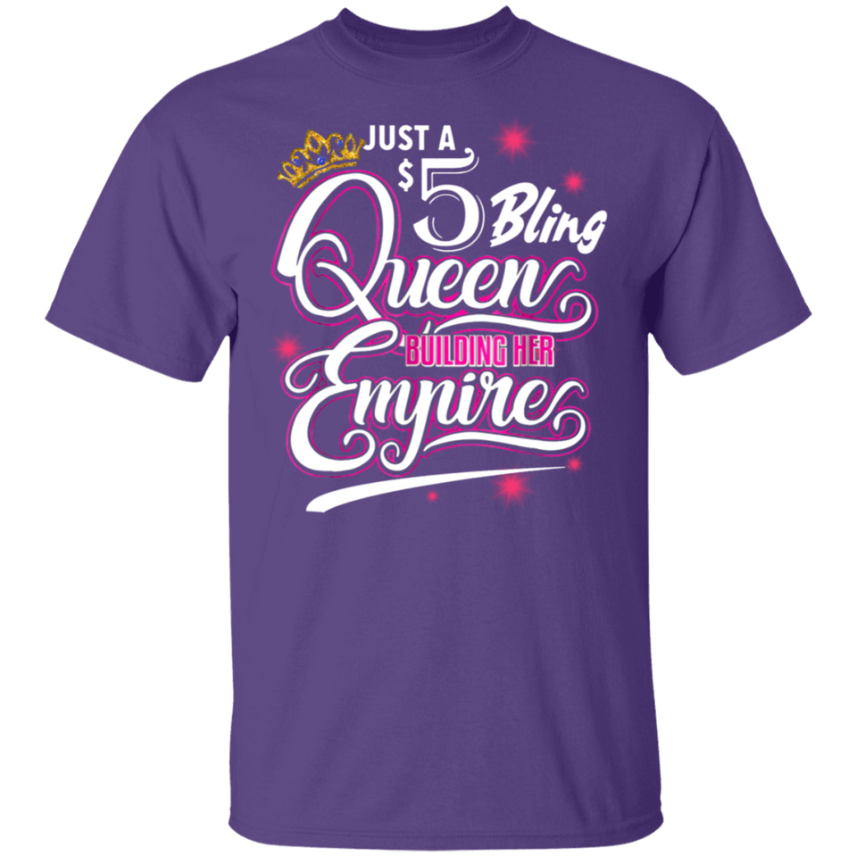 Mens Womens 5 Bling Queen Building Paparazzi Cool Black T-shirt