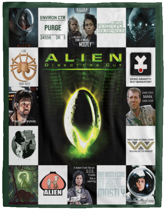Alien Blanket Xenomorph Quilt Fleece Sherpa Throw Blanket Soft and Warm - VPL Cozy Plush Fleece Blanket - 60x80