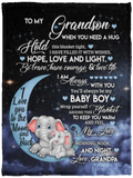 to My Grandson Filled it with Wishes, Hope, Love and Grandpa - VPS Cozy Plush Fleece Blanket - 30x40