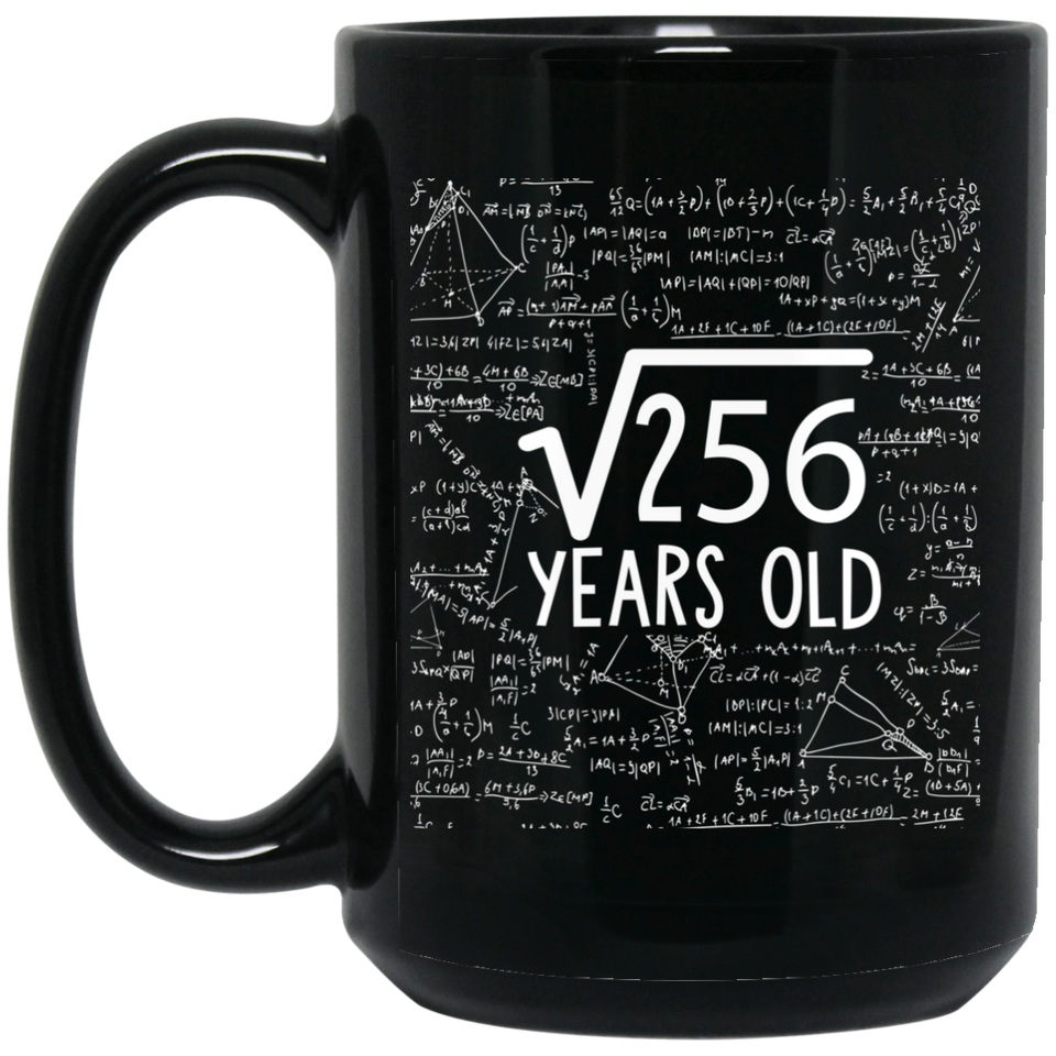 16th Birthday Gift Coffee Mug, Square Root of 256-16 Years Old Coffee Mug, Math Coffee Mug, Unique Mathematics Gift Black 15oz