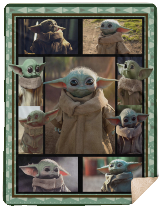 Baby Yoda Blanket, Star Wars Blanket - Cozy Plush Fleece, Sherpa Blanket (White) - SHL Sherpa Blanket - 60x80
