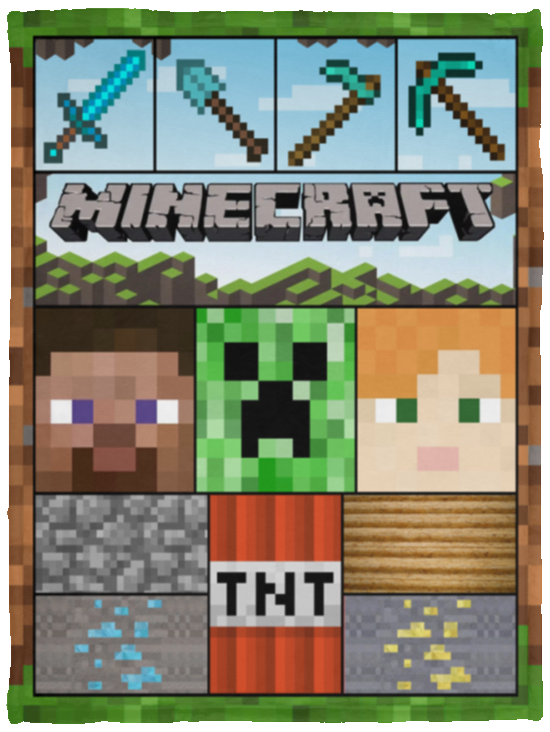 Minecraft 1 3D - VPS Cozy Plush Fleece Blanket - 30x40