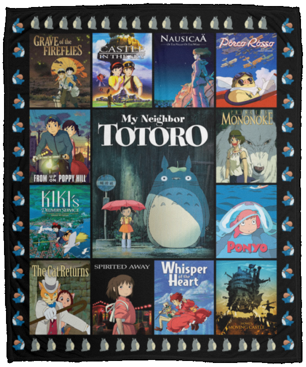 Ghibli Blanket Ghibli Poster Quilt Fleece Sherpa Throw Blanket Ghibli movies VPM Cozy Plush Fleece Blanket - 50x60