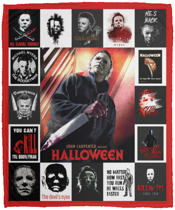 Michael Myers Blanket The Boogeyman Halloween Quilt Fleece Sherpa Throw - VPM Cozy Plush Fleece Blanket - 50x60