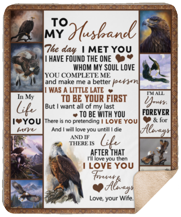 Mr.Jyotis Eagle Blanket, to My Husband Blanket, The Day I Meet You, I Love You, Husband Blanket from Wife, Blanket for Sofa Chair Bed Office Travelling Camping - Sherpa Blanket - 50"x60"