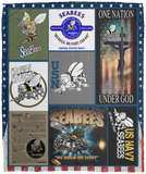 US NAVY SEABEES Blanket Army Quilt U.S. Flag Blanket Fleece Sherpa Throw Soldier VPM Cozy Plush Fleece Blanket - 50x60