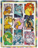 Eevee Evolution Fleece Sherpa Throw Blanket - VPL Cozy Plush Fleece Blanket - 60x80