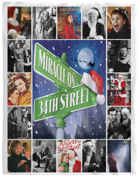 Miracle on 34th Street Blanket, Christmas Movie Fleece, Sherpa Blanket VPL Cozy Plush Fleece Blanket - 60x80
