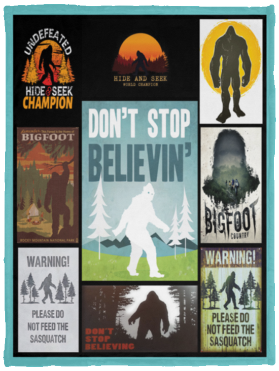 Bigfoot Camping - Don't Stop Believin Quilt Blanket Gift for Camping Lover - VPS Cozy Plush Fleece Blanket - 30x40