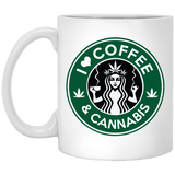 I Love Coffee and Cannabis Coffee Mug, Reefer, Great Gift, Marijuana, Weed, Stoner, Pot Head, Funny Cup, Novelty Present, Unique Coffee Mug 11Oz