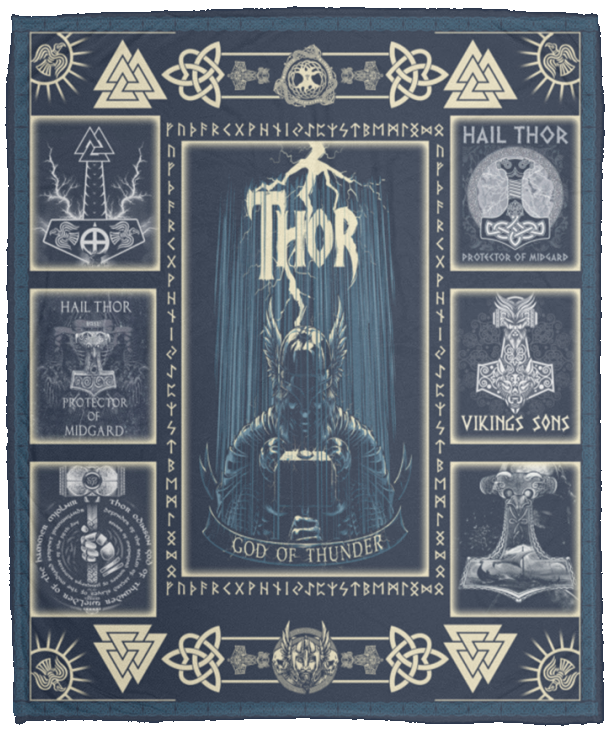 Thor Blanket, Viking God of Thunder Fleece, Sherpa Blanket VPM Cozy Plush Fleece Blanket - 50x60