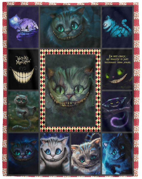 Cheshire Cat Blanket, Alice in Wonderland Fleece, Sherpa Blanket - VPL Cozy Plush Fleece Blanket - 60x80