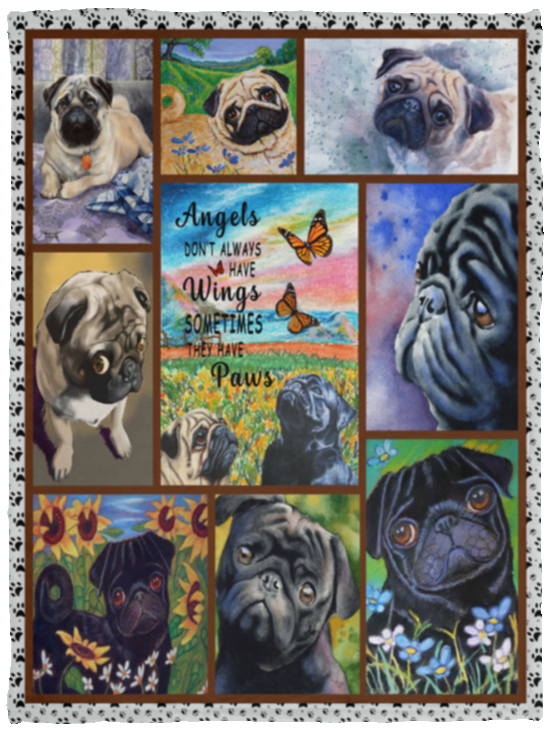 Pug Blanket, Dog Pug Fleece, Sherpa Blanket for Bedroom Sofa VPS Cozy Plush Fleece Blanket - 30x40