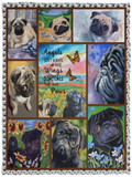 Pug Blanket, Dog Pug Fleece, Sherpa Blanket for Bedroom Sofa VPS Cozy Plush Fleece Blanket - 30x40