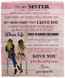 to My Sister Blanket, Bestie Friendship Fleece, Sherpa Blanket VPM Cozy Plush Fleece Blanket - 50x60