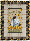 Jesus Is My Sunshine Blanket Jesus Christmas Quilt Fleece Sherpa Warm and Soft - VPS Cozy Plush Fleece Blanket - 30x40
