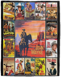 American Legend John-Wayne Blanket - Starring John Hero Wayne American Fleece Sherpa Blanket White - Ver 2 - VPL Cozy Plush Fleece Blanket - 60x80