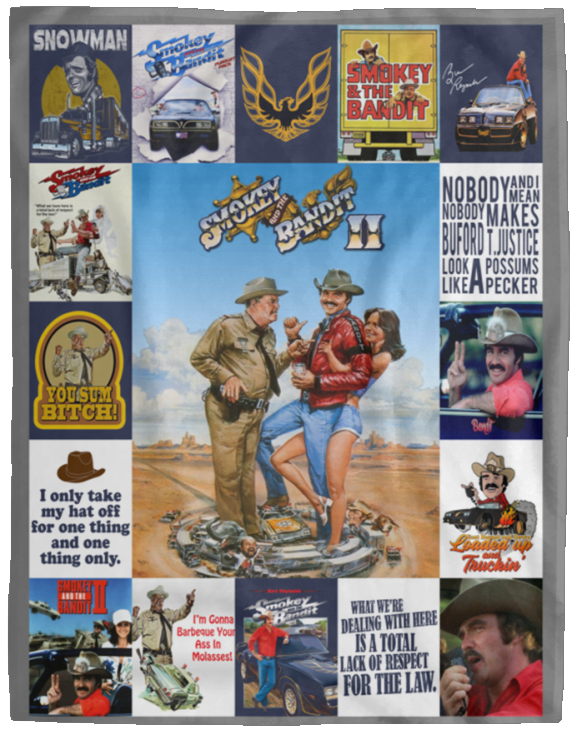 Smokey And The Bandit Blanket Quilt Fleece Sherpa Throw Blanket  - VPL Cozy Plush Fleece Blanket - 60x80