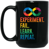 Experiment, Fail, Learn, Repeat. Funny Coffee Mug - Hin Infinite, Science, Teacher, Inspirational And Motivational, Perfect Gift Idea. coffee cup, gift for bloggers, creative entrepreneurs, girlboss 15Oz