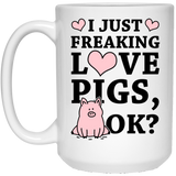 Jyotis - I Just Freaking Love Pigs. Ok? Coffee Mug, Cute Mugs, Funny Mugs, Funny Pig Gift, Guinea Pig Mug, Guinea Pig Gift, Guinea Pig Lover, Gift For Pig Lover, Pig Gift Ideas 15Oz