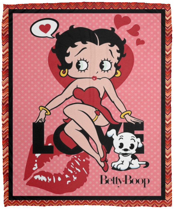 Betty Boop Blanket Betty Boop Lipstick Quilt Fleece Sherpa Throw Blanket VPM Cozy Plush Fleece Blanket - 50x60